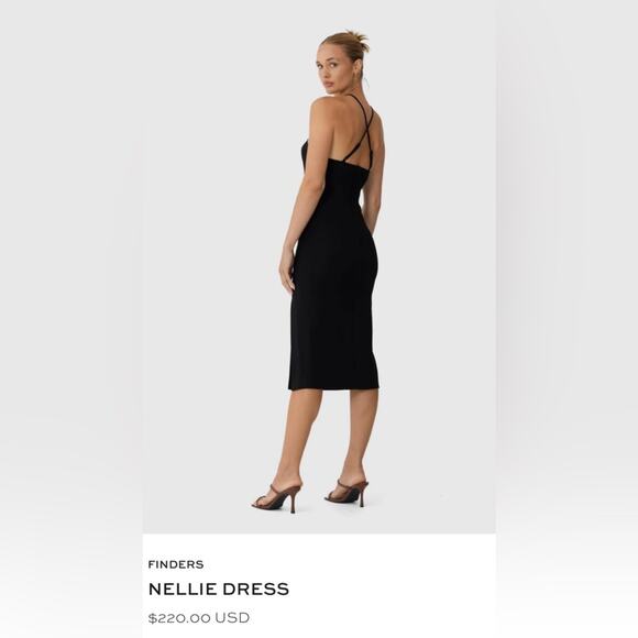 NWT Finders Keepers Nellie Halter Black Midi Dress With Slit Size 6 (AUS10) - Picture 3 of 11